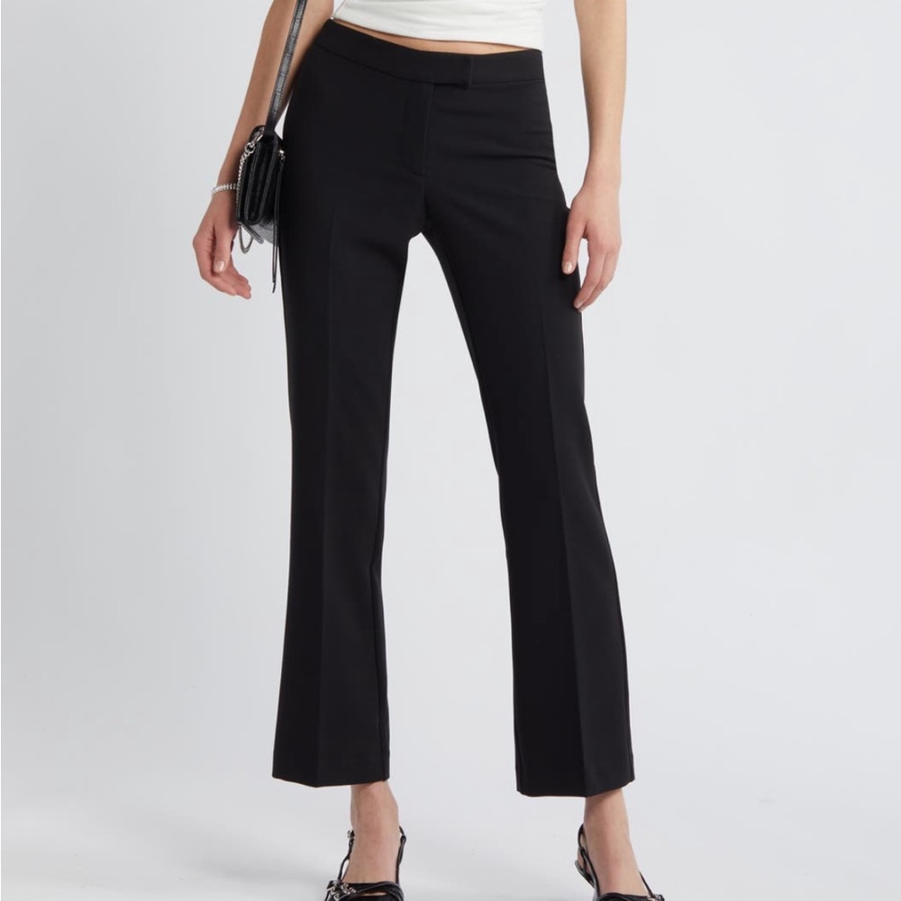 Black Trousers with Structured Fit and Solid Fabric